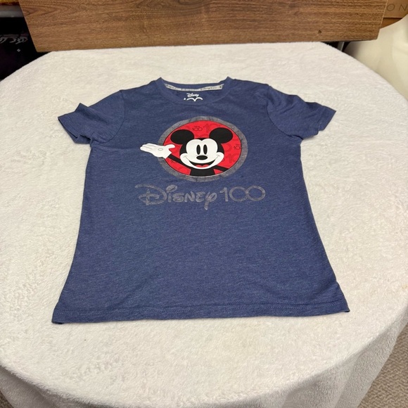 Disney Blue Mickey Mouse 100th Anniversary Tee kids size medium 7/8 - Picture 2 of 5